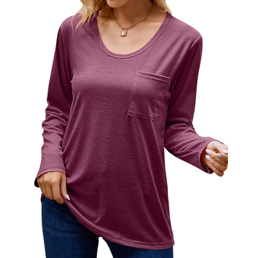 Alfani Pajama Top Women XS Wild Ginger Super Soft Long-Sleeve‎ Scoop Neck Lounge